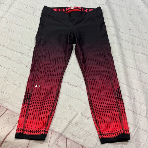 Under Armour Pants - Under Armour Black & Red Dri-Fit Dry wicking Women’s Workout Leggings Large GUC